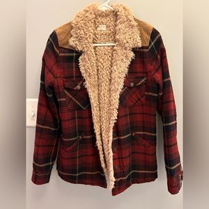 This is amazing!!! From Altar’d State size small. Plaid outside and cozy inside.